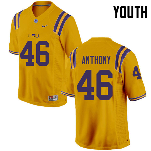 Youth #46 Andre Anthony LSU Tigers College Football Jerseys Sale-Gold - Click Image to Close
